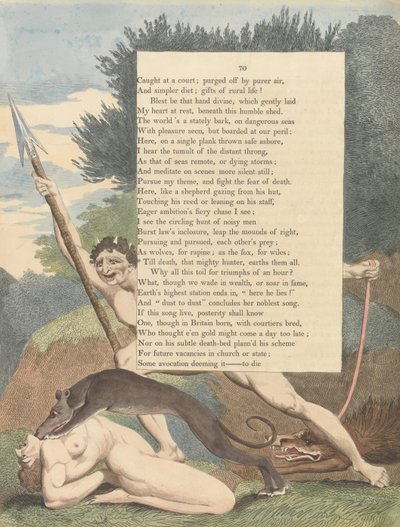 Youngs Nachtgedanken, Seite 70, Bis der Tod, dieser mächtige Jäger, sie alle erdet von William Blake